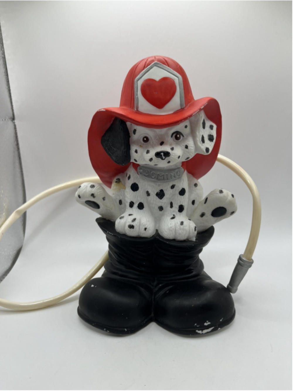 VTG Fireman Dalmation Domino The Dog BANK Ceramic Fire Fighter Coin Piggy Bank